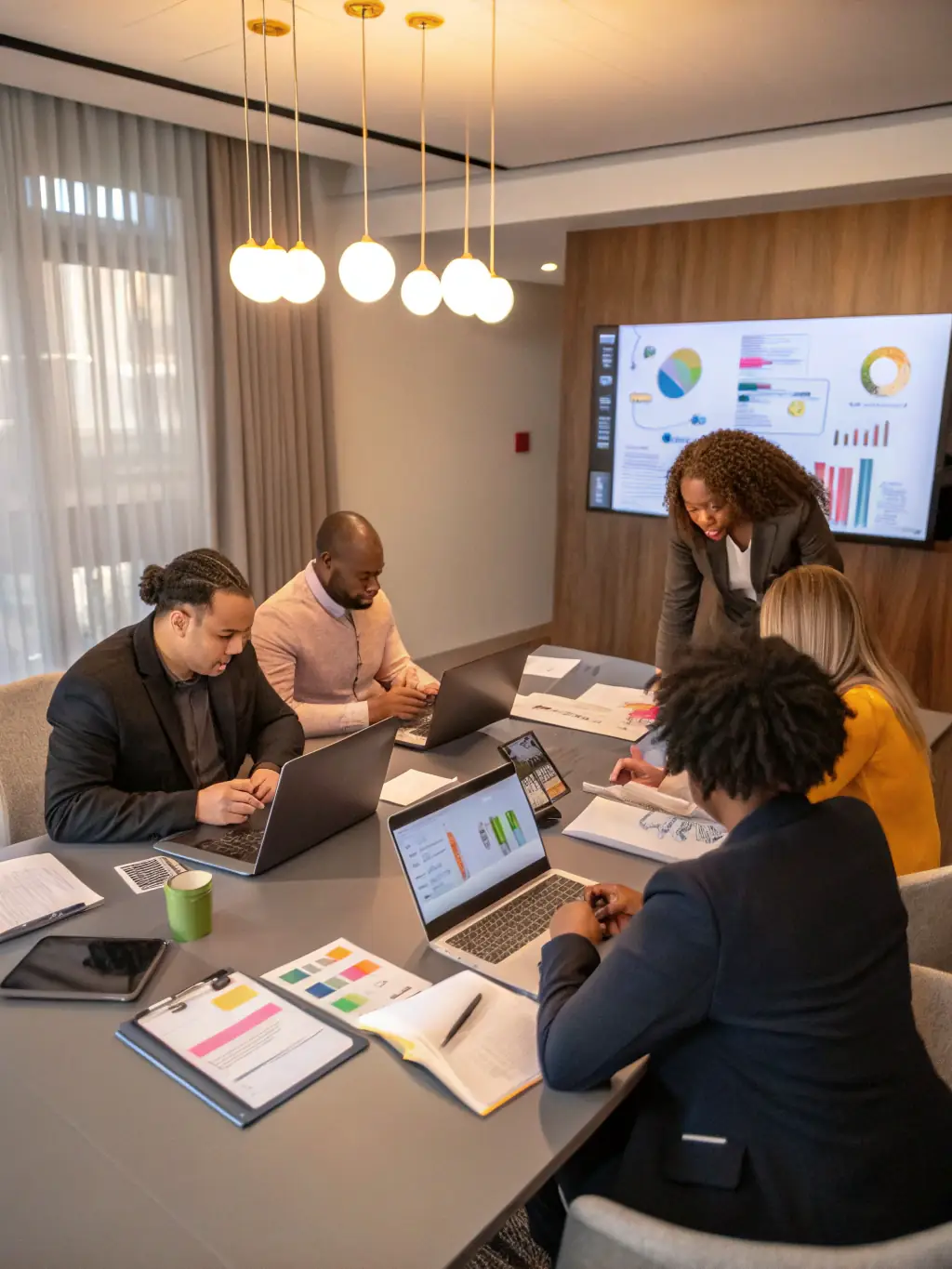A diverse group of individuals collaborating on a digital marketing strategy, highlighting Trusted Ever's collaborative approach to achieving client goals.