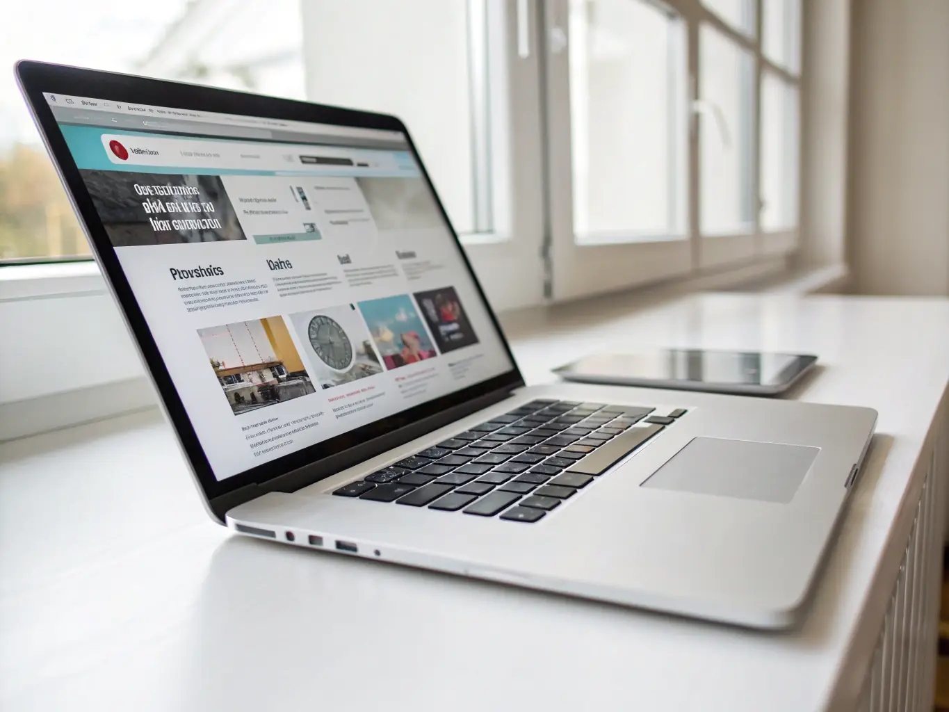 A sleek, modern website design displayed on a laptop screen, highlighting user-friendly interface and responsive design.
